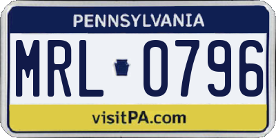 PA license plate MRL0796