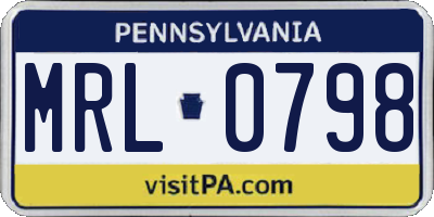 PA license plate MRL0798