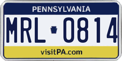 PA license plate MRL0814