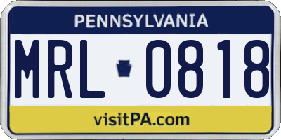 PA license plate MRL0818