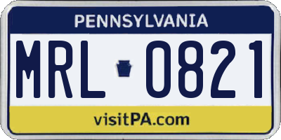 PA license plate MRL0821