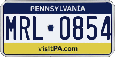 PA license plate MRL0854