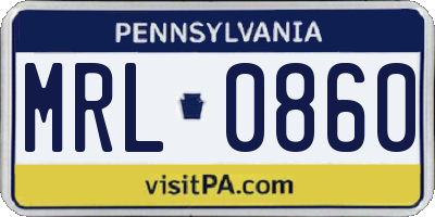 PA license plate MRL0860