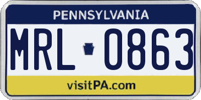 PA license plate MRL0863