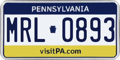 PA license plate MRL0893