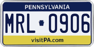 PA license plate MRL0906