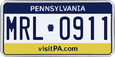 PA license plate MRL0911