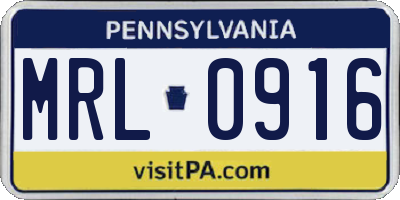 PA license plate MRL0916