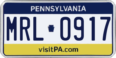 PA license plate MRL0917