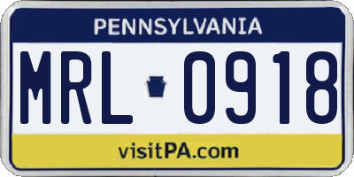 PA license plate MRL0918