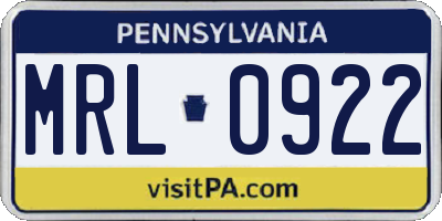 PA license plate MRL0922