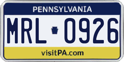 PA license plate MRL0926