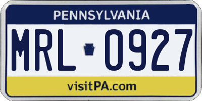 PA license plate MRL0927