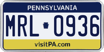 PA license plate MRL0936