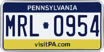 PA license plate MRL0954