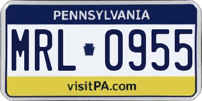 PA license plate MRL0955