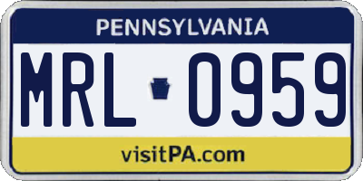 PA license plate MRL0959