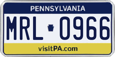 PA license plate MRL0966