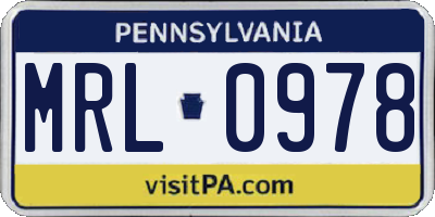 PA license plate MRL0978