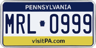 PA license plate MRL0999