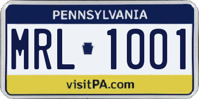 PA license plate MRL1001