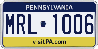 PA license plate MRL1006
