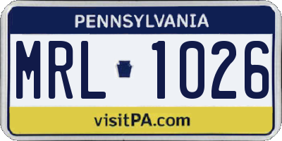 PA license plate MRL1026