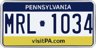 PA license plate MRL1034