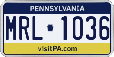 PA license plate MRL1036