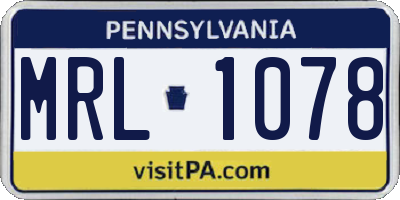 PA license plate MRL1078