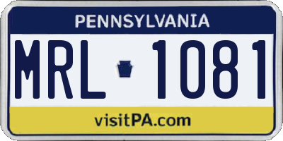 PA license plate MRL1081