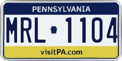 PA license plate MRL1104