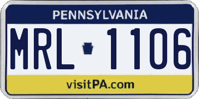 PA license plate MRL1106