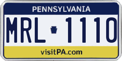 PA license plate MRL1110