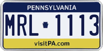 PA license plate MRL1113