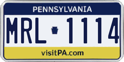 PA license plate MRL1114