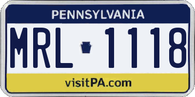 PA license plate MRL1118