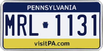 PA license plate MRL1131