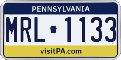 PA license plate MRL1133
