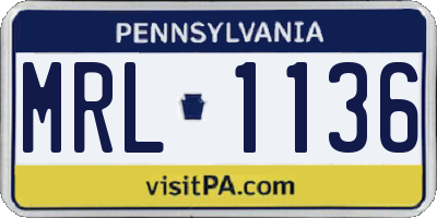 PA license plate MRL1136