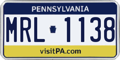 PA license plate MRL1138