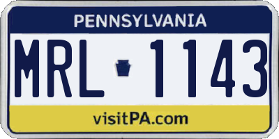 PA license plate MRL1143