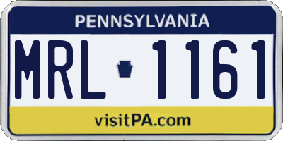PA license plate MRL1161