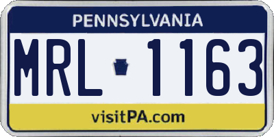 PA license plate MRL1163