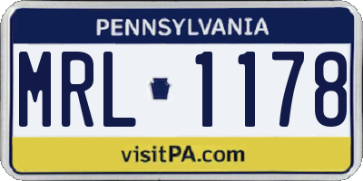PA license plate MRL1178