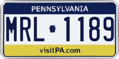 PA license plate MRL1189