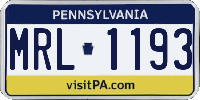 PA license plate MRL1193