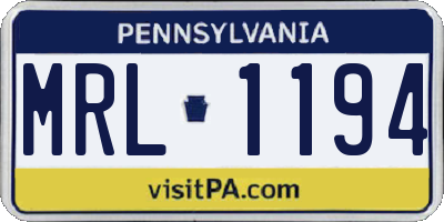 PA license plate MRL1194
