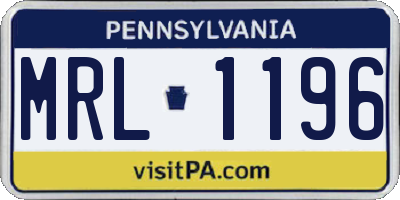 PA license plate MRL1196
