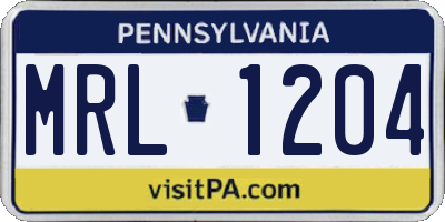 PA license plate MRL1204